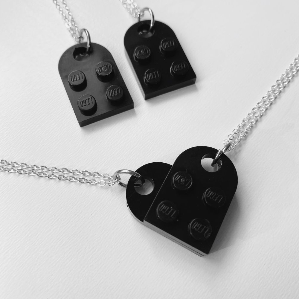 black lego heart necklace for couples / besties